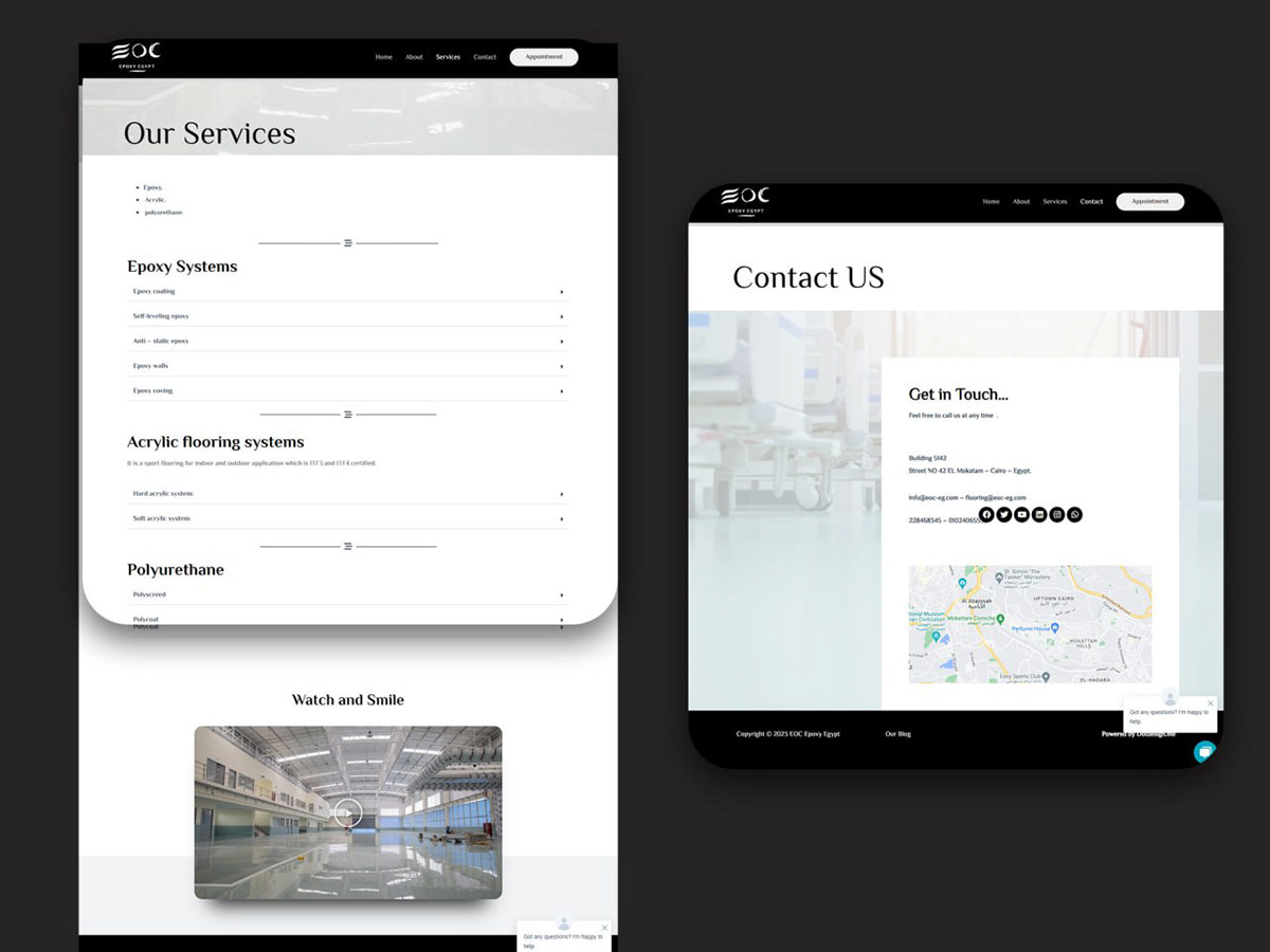 ويب سايت أرضيات الإيبوكسي لشركة EOC