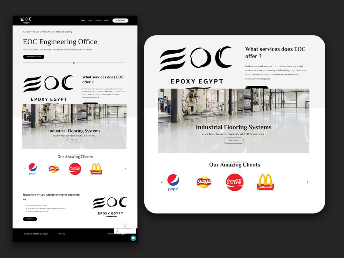 ويب سايت أرضيات الإيبوكسي لشركة EOC