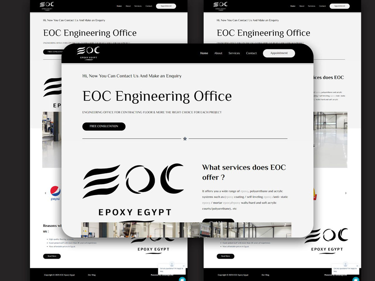 ويب سايت أرضيات الإيبوكسي لشركة EOC